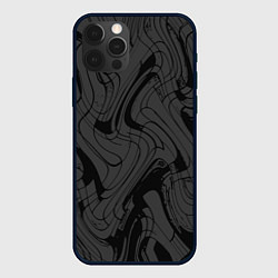 Чехол iPhone 12 Pro Max Тёмно-серый абстракция лниии