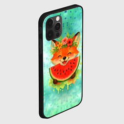 Чехол для iPhone 12 Pro Max Веселая лисичка ест арбуз, цвет: 3D-черный — фото 2