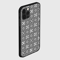 Чехол для iPhone 12 Pro Max Черно белый кружевной узор, цвет: 3D-черный — фото 2