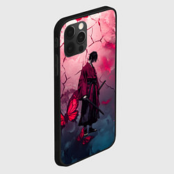 Чехол для iPhone 12 Pro Max Одинокий самурай среди бабочек, цвет: 3D-черный — фото 2