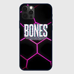 Чехол для iPhone 12 Pro Max Bones белый глитч лого, цвет: 3D-черный