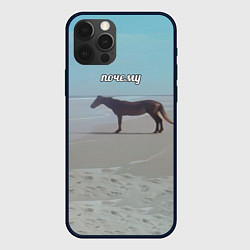Чехол для iPhone 12 Pro Max Лошадь почему мем на берегу, цвет: 3D-черный