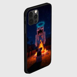 Чехол для iPhone 12 Pro Max Собака и летающий монстр перед костром, цвет: 3D-черный — фото 2