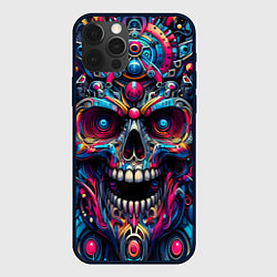 Чехол для iPhone 12 Pro Max Colorful cyber skull - pattern, цвет: 3D-черный