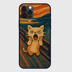 Чехол для iPhone 12 Pro Max Котик Крик - вязаный нейроарт, цвет: 3D-черный