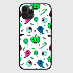 Чехол iPhone 12 Pro Max Halloween light green pumpkin - паттерн