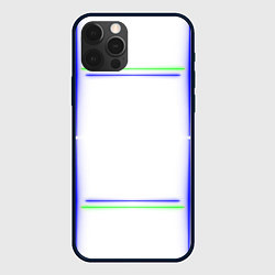 Чехол для iPhone 12 Pro Max Neon white green light blue, цвет: 3D-черный