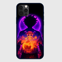 Чехол iPhone 12 Pro Max Ванпис - неоновый Луффи