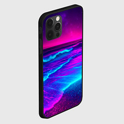 Чехол для iPhone 12 Pro Max Неоновое море - ночные волны, цвет: 3D-черный — фото 2