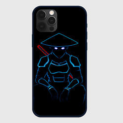 Чехол iPhone 12 Pro Max Неоновый киберпанк самурай