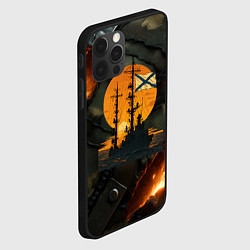 Чехол для iPhone 12 Pro Max Корабль ВМФ на фоне камуфляжа, цвет: 3D-черный — фото 2