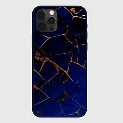 Чехол iPhone 12 Pro Max Тёмный синий абстракция битые плиты