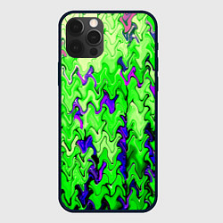 Чехол iPhone 12 Pro Max Ярко-зелёный стекающая абстаркция