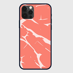 Чехол iPhone 12 Pro Max Белые разломы на лососевом