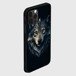 Чехол для iPhone 12 Pro Max Пиксельная голова волка, цвет: 3D-черный — фото 2