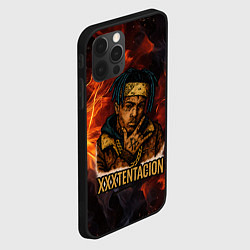 Чехол для iPhone 12 Pro Max XXXTentacion на фоне огня, цвет: 3D-черный — фото 2