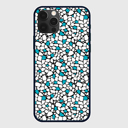 Чехол для iPhone 12 Pro Max Мелкий синий белый мозаичный узор на черном, цвет: 3D-черный