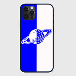 Чехол iPhone 12 Pro Max Сатурн сине-белый