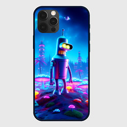 Чехол iPhone 12 Pro Max Бендер на сказочной неоновой грибной планете - ней