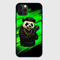 Чехол iPhone 12 Pro Max Панда рэпер с микрофоном