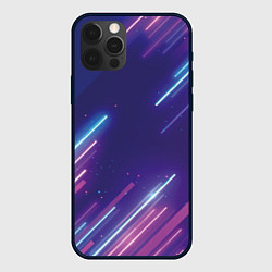 Чехол для iPhone 12 Pro Max Абстракция бело синие красные полосы, цвет: 3D-черный