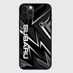 Чехол iPhone 12 Pro Max Subaru - черный и белый