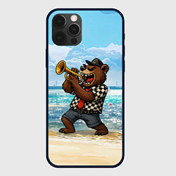 Чехол iPhone 12 Pro Max Медведь играет ска на пляже