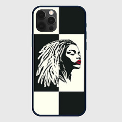 Чехол для iPhone 12 Pro Max Девушка с дредами на темно-зеленом, цвет: 3D-черный