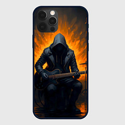 Чехол для iPhone 12 Pro Max Гитарист играющий в пламени, цвет: 3D-черный