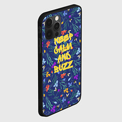 Чехол для iPhone 12 Pro Max Keep calm and buzz - пчелы и цветы, цвет: 3D-черный — фото 2