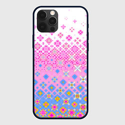 Чехол для iPhone 12 Pro Max Розово-голубой узор, цвет: 3D-черный
