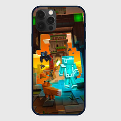 Чехол для iPhone 12 Pro Max Майнкрафт - воин в алмазной броне, цвет: 3D-черный