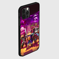 Чехол для iPhone 12 Pro Max Майнкрафт - герои в окружении, цвет: 3D-черный — фото 2