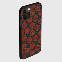 Чехол для iPhone 12 Pro Max Красные цветы на сине-зеленом, цвет: 3D-черный — фото 2