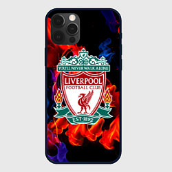 Чехол для iPhone 12 Pro Max Liverpool огненный стиль текстура, цвет: 3D-черный