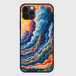 Чехол для iPhone 12 Pro Max Красочный фантастический пейзаж с замками, цвет: 3D-черный