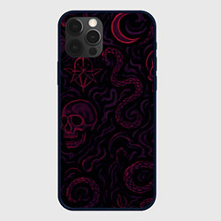 Чехол для iPhone 12 Pro Max Готичный принт с черепами и гадами, цвет: 3D-черный