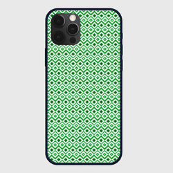 Чехол для iPhone 12 Pro Max Узор из ромбов в белом и зеленом, цвет: 3D-черный