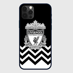 Чехол для iPhone 12 Pro Max Liverpool чернобелые линии, цвет: 3D-черный