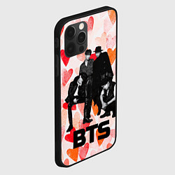 Чехол для iPhone 12 Pro Max BTS на фоне сердечек, цвет: 3D-черный — фото 2