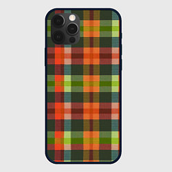 Чехол для iPhone 12 Pro Max Красно-зелёная клетка с текстурой ткани, цвет: 3D-черный