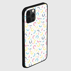 Чехол для iPhone 12 Pro Max Цветные точки и дуги на белом, цвет: 3D-черный — фото 2