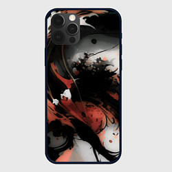 Чехол для iPhone 12 Pro Max Тёмные краски абстракция красно-чёрный, цвет: 3D-черный
