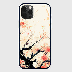 Чехол для iPhone 12 Pro Max Чёрное дерево с цветами абстракция, цвет: 3D-черный