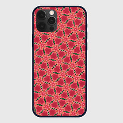 Чехол для iPhone 12 Pro Max Красная цветочная текстура, цвет: 3D-черный