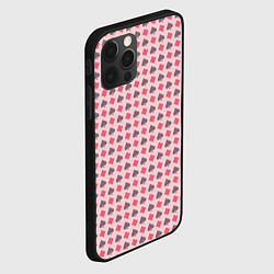 Чехол для iPhone 12 Pro Max Паттерн бубны и пики розовый, цвет: 3D-черный — фото 2