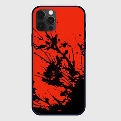 Чехол iPhone 12 Pro Max Взрыв чёрной краски на красно-оранжевом