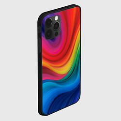 Чехол для iPhone 12 Pro Max Смесь ярких красок волнистыми линиями, цвет: 3D-черный — фото 2