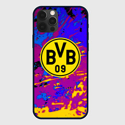 Чехол iPhone 12 Pro Max Borussia абстрактные краски
