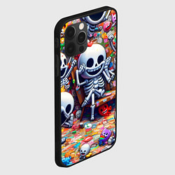 Чехол для iPhone 12 Pro Max Смеющиеся прикольные скелетики - нейроарт, цвет: 3D-черный — фото 2